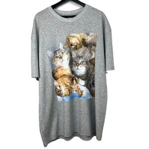 Thread Heads Cute Kitten Graphic Cotton T Shirt size XL Gray/Multi Whimsical